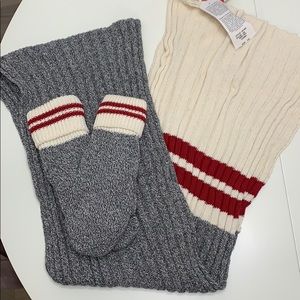 Cotton knit scarf and mittens NWT